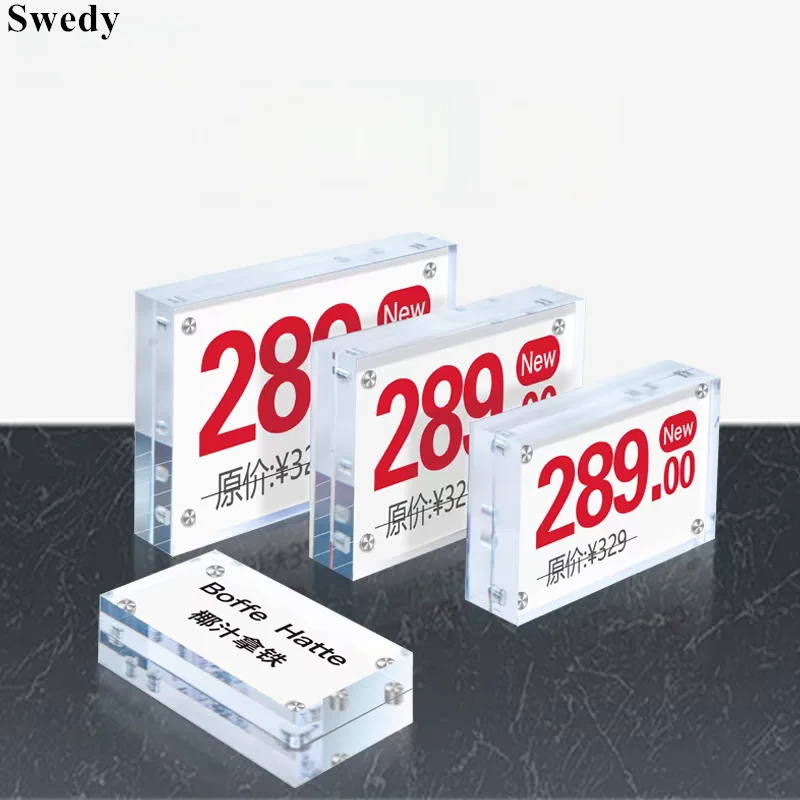 A6 150x100mm Acrylic Block Sign Holder Stand Magnetic Family Picture Photo Frame Advertising Price Label Paper Display Stand