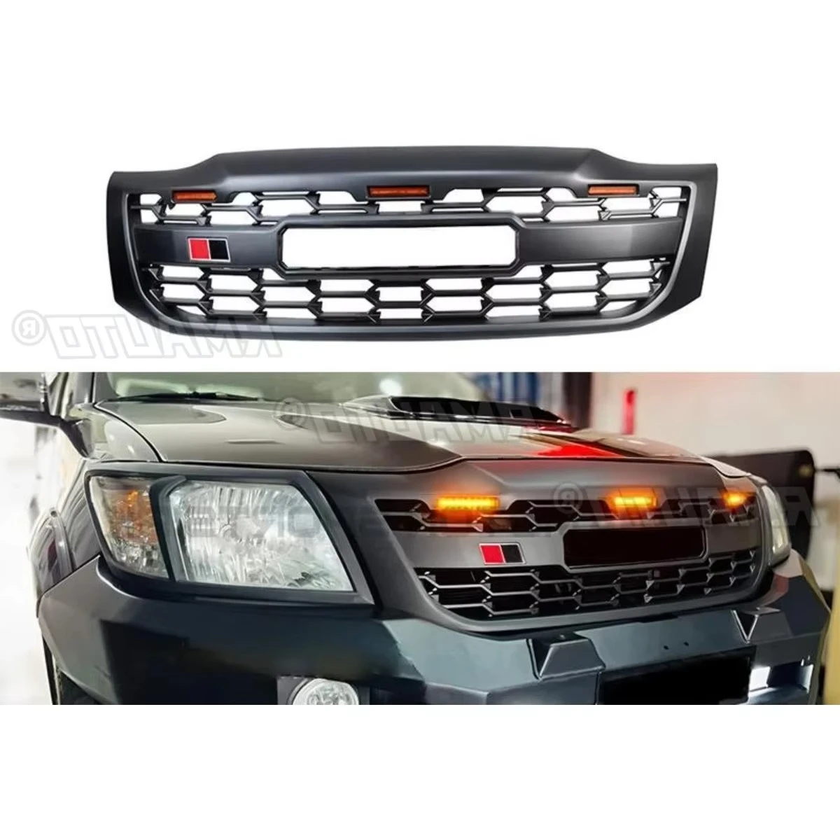 

Для Toyota Hilux 2008-2014 автомобильный бампер гриль декоративные полоски гоночная решетка комплект кузова передний бампер гриль внешняя часть