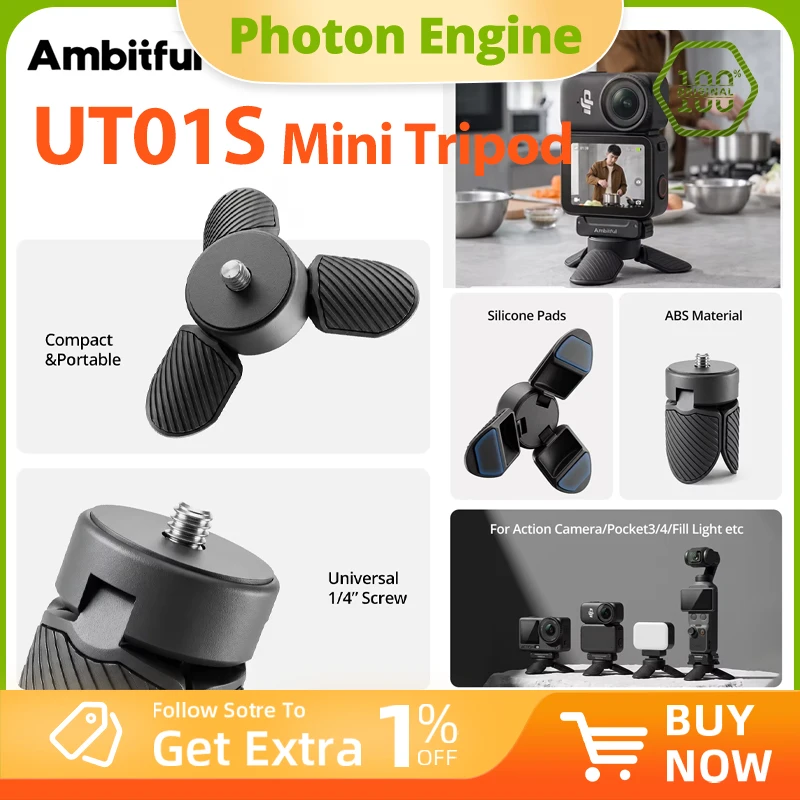 Mini trépied Ambiiful UT01S, large compatibilité pour Pocket 3/4/caméra d'action/stabilisateur portable