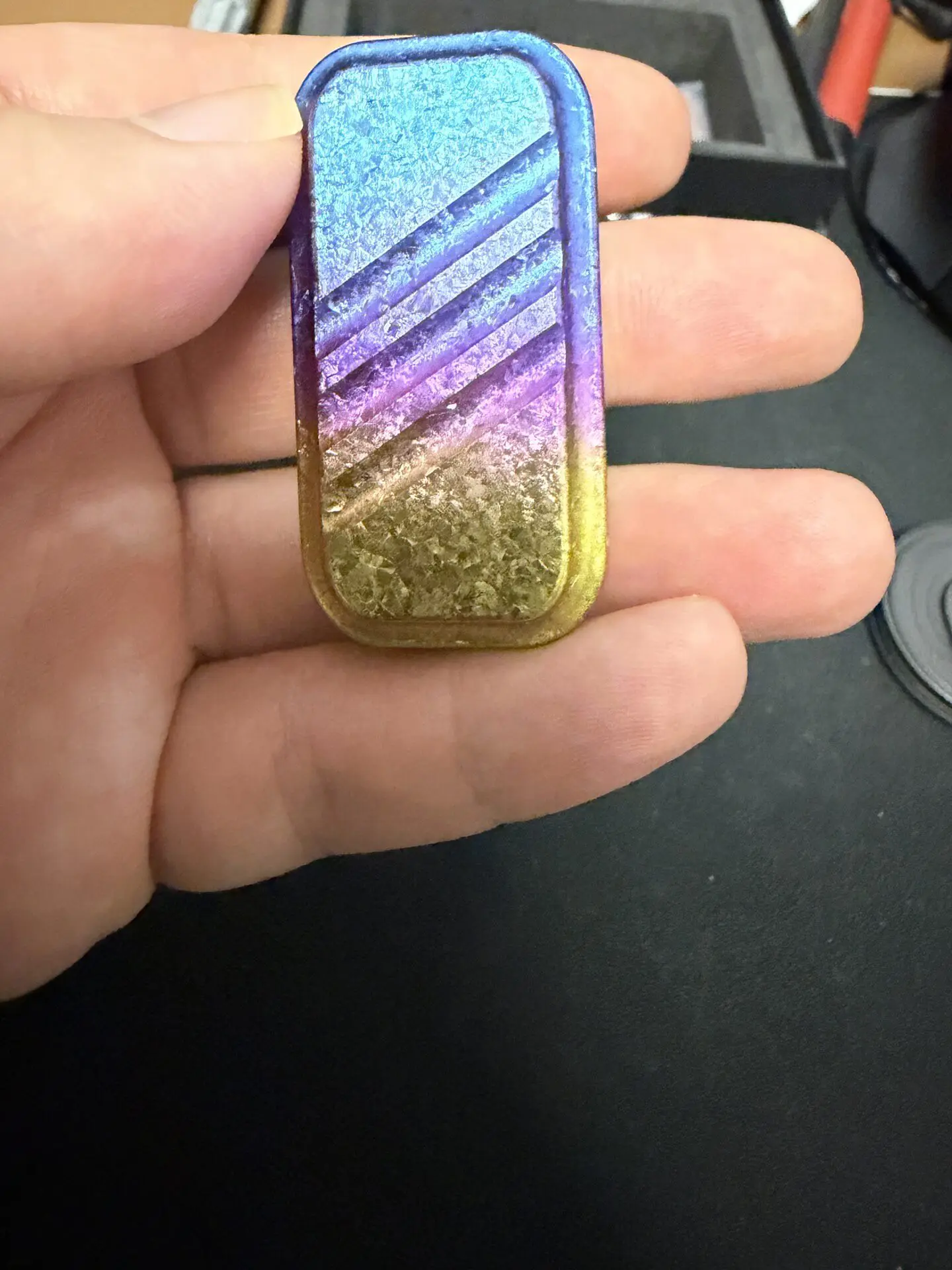 Used EDC Kais Is Sugar Edc Push Card/Fingertip Top, Rainbow Color Sprocket Fidget Spinner