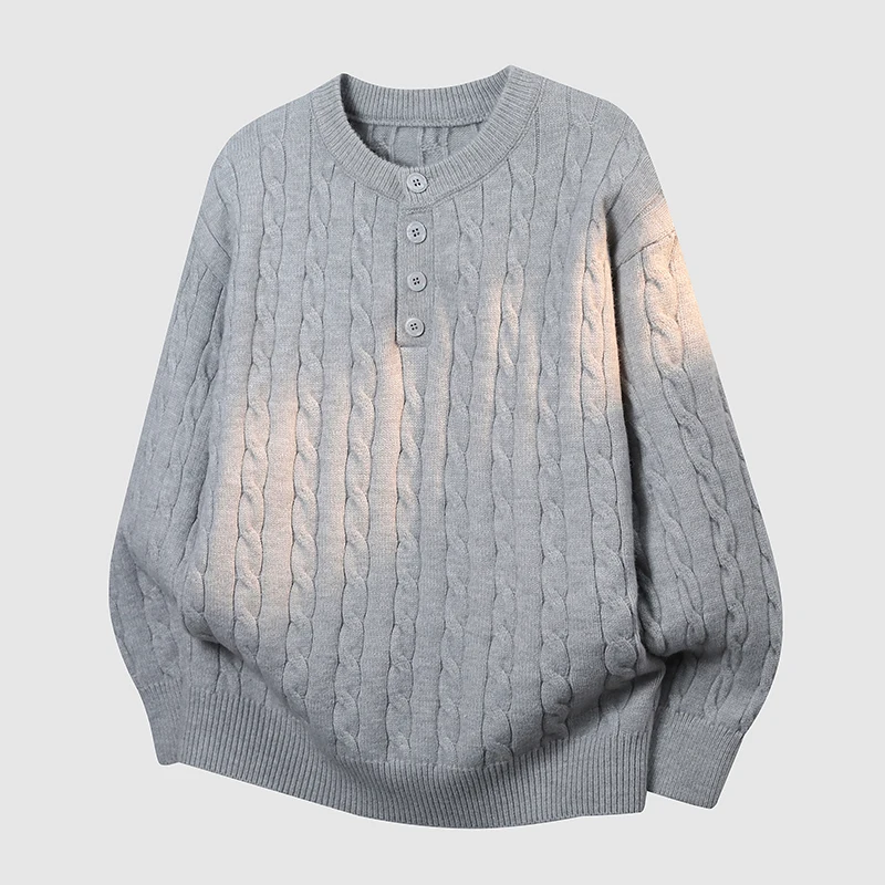 

2025 тяжелый вязаный винтажный свитер на пуговицах в ленивом стиле, осень-зима, Новое поступление, повседневный удобный трикотаж для мужчин