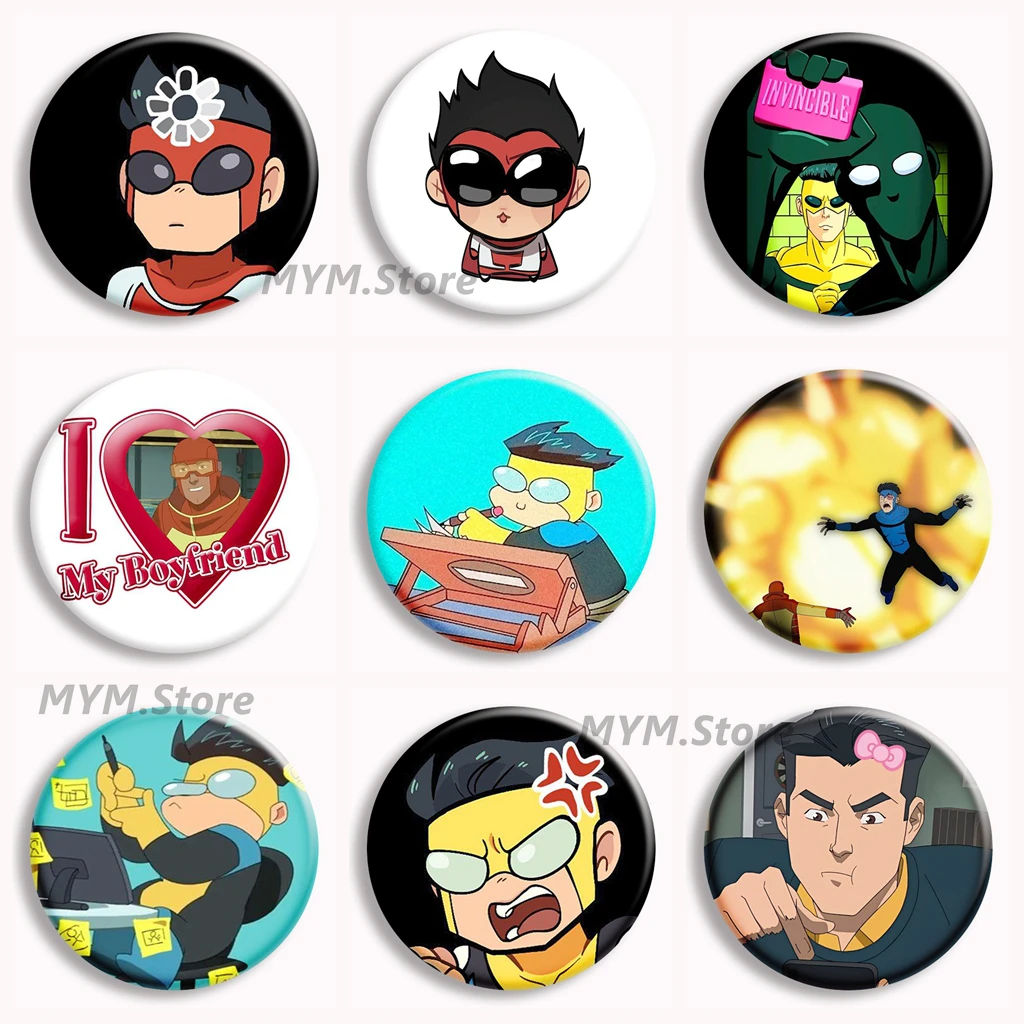 Invincible Boy Anime Soft Button Pin Mark Grayson Rex and Eve Brooches Badge Bag Decor Accessories Fans Collect Gifts