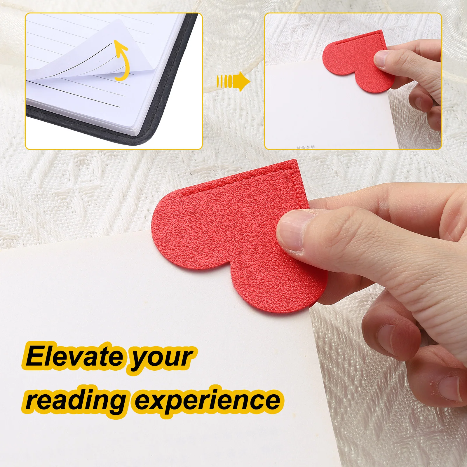 6/12/18Pcs Leather Bookmarks Corner Bookmarks Page Markers Mini-portable Gift Heart Bookmark Page Folder Corner Protective Cover