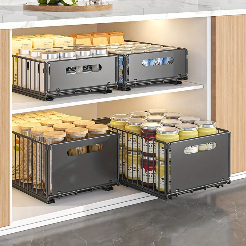 

Easy-Install Pull-Out Cabinet Organizer - Multi-Functional Snack Rack For Kitchen Sink, No Drilling Required