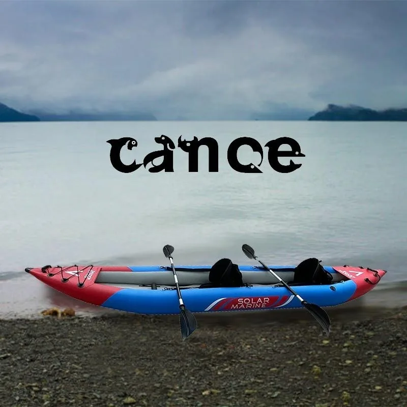 2 Person Tandem Inflatable Fishing Kayak Includes Aluminum Paddles Pump and Air Mat Floor