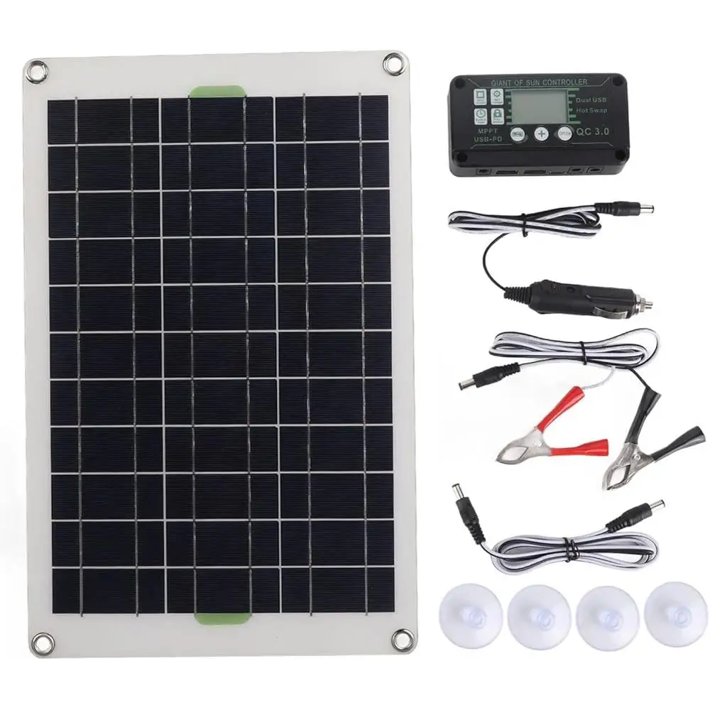 50W MPPT Solar Panel Kit 30A Controller Waterproof 12V 24V Battery Charger Trickle Charger RV Marine Boat Trailer Automotive