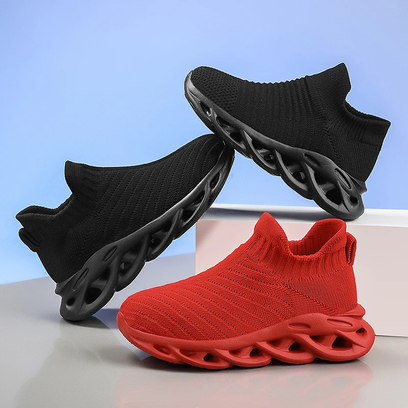 

Children's Sneakers Boys Girls Sock Shoes Fashion Knit Spring Breathable Lightweight Running Sports Shoes Slip on Casual Sneaker