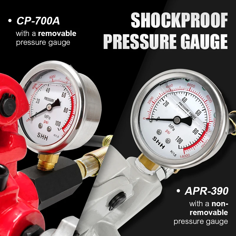 High Pressure Hydraulic Hand Pump CP-700/APR-390 Manual Hydraulic Pressure Pump Tools Optional Pressure Gauge