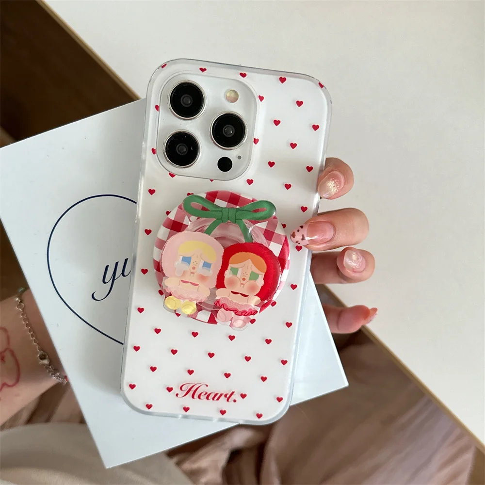 아이폰 13 14 15 16 Pro Max용 한국 INS 심플 러브 만화 자석 스탠드 보호 케이스, 15 Pro용 충격 방지 케이스