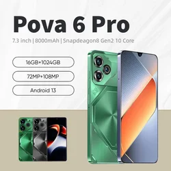 Nowy smartfon Pova 6 Pro 5G-wersja globalna, zasilany aparatem Snapdragon 8 Gen 2, Android 13, 72MP + 108MP, bateria 8000mAh