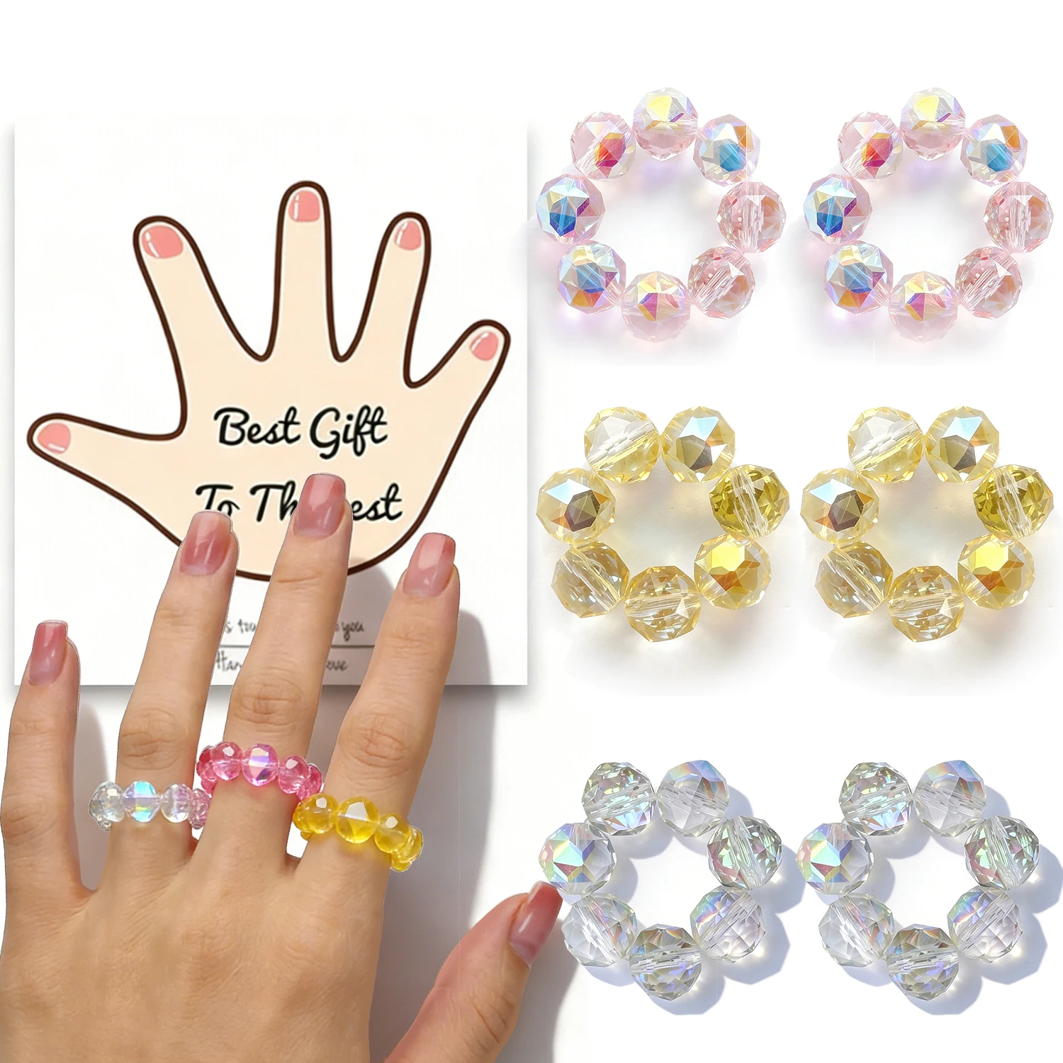 5 Pack Colored Fidget Ring Spiky Bead Sensory Finger Rings for Stress Relief Finger Anxiety Rings Calming Fidget Toys Ring Massa
