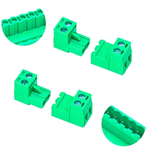 

5.08mm Male & Female 2 Pin Phoenix Connector No Soldering Green PCB Screw Terminal Block Connector (4Sets 5.08MF-2Pin)