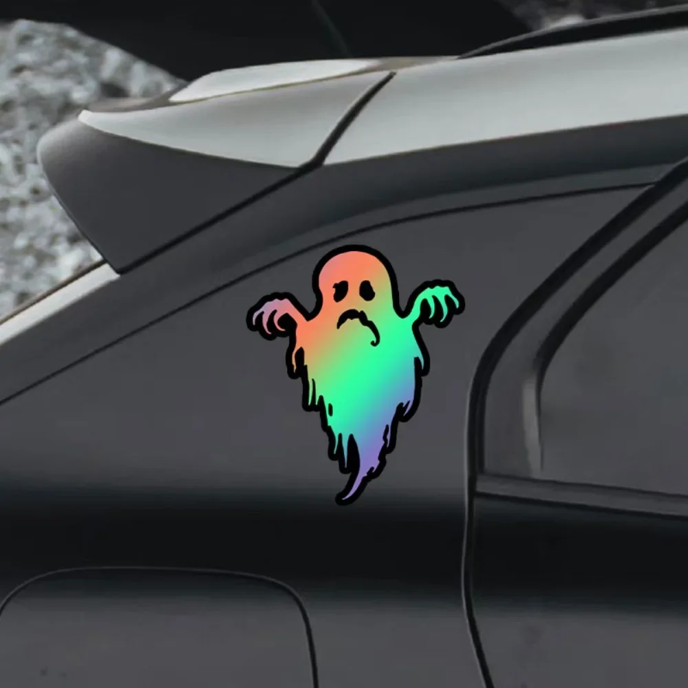 1PC Spooky Ghost Car Decal, Holographic Style Sticker, Eye - Catching Automotive Personality Decor