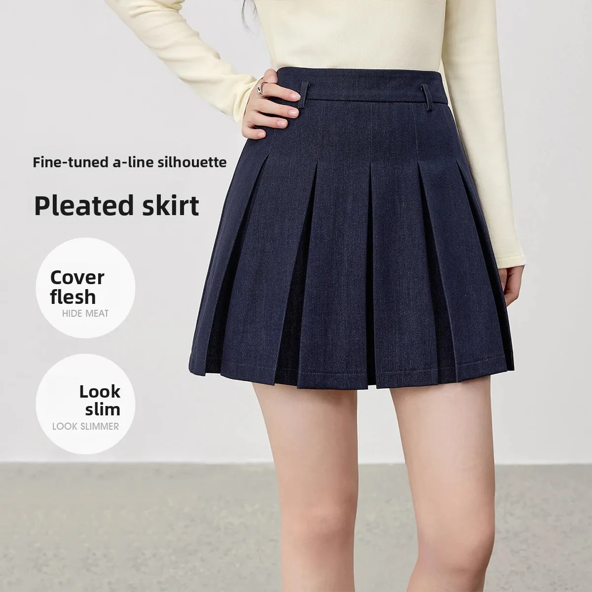 

SENTUBILA Women Mini Pleated Skirt 2025 Autumn Fashion Commute Skirts Versatile Solid A-line Skirt Women's Clothing 153QB3094