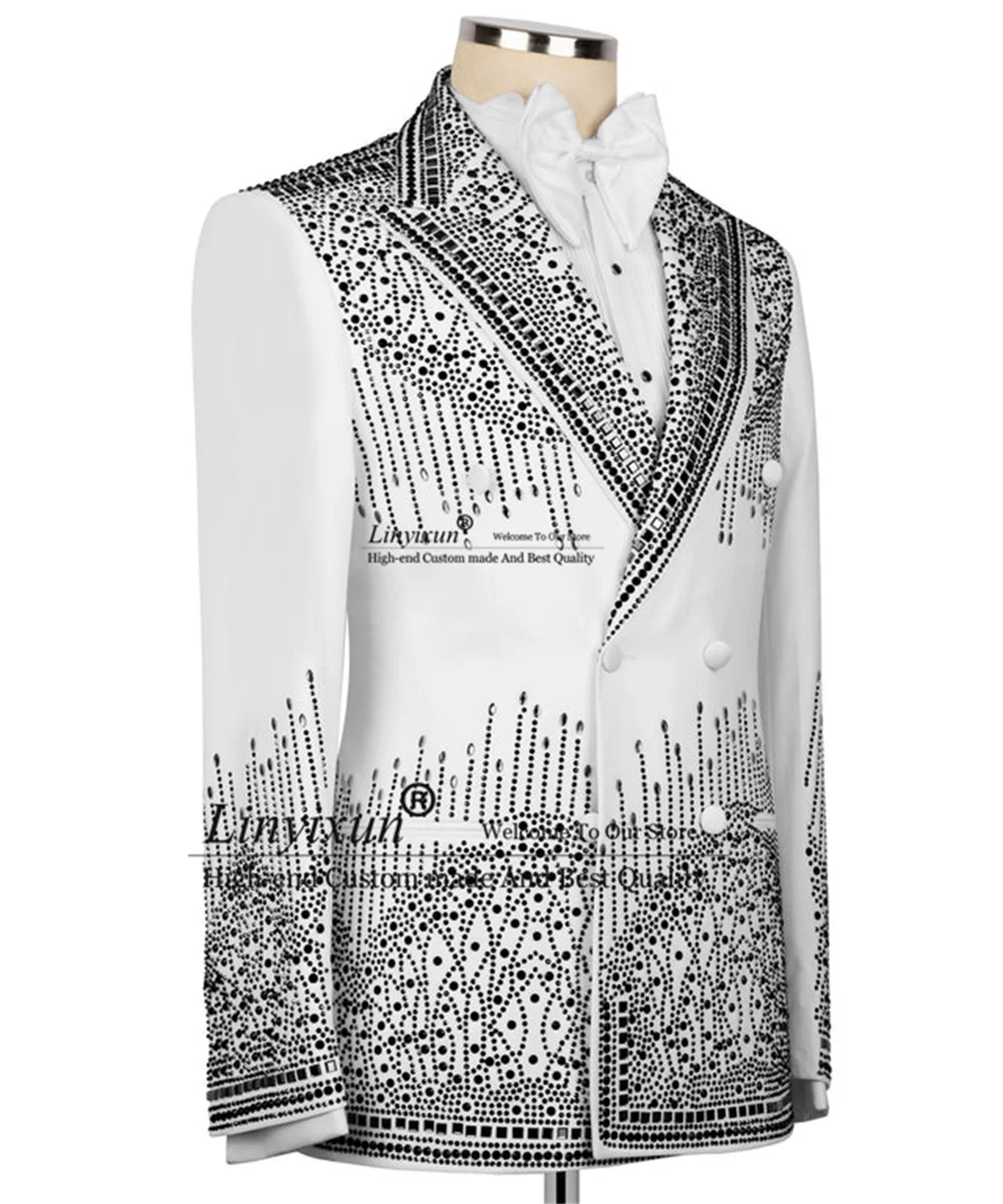 

Мужские костюмы с блестящими кристаллами и стразами, комплекты из 2 предметов, мужские пиджаки для жениха, свадебные смокинги по индивидуальному заказу, тонкие двубортные Ropa hombre