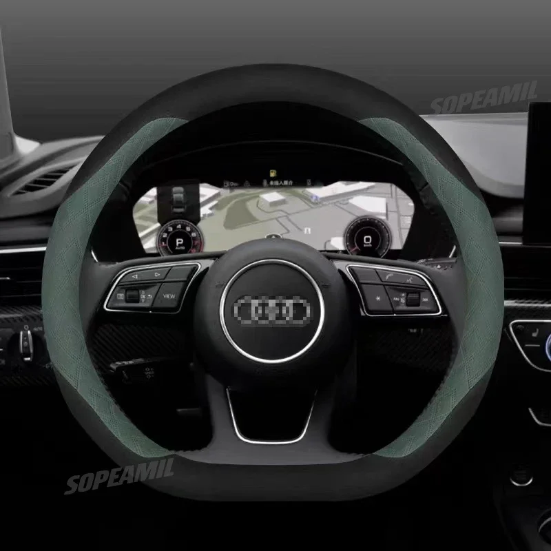 Antislip Microfiber leather car suede steering wheel cover for Audi S Line A3 Q3 A4 Q5 A5 Q7 A6 Q8 A7 A8 TT S3 S4 S5 RS3 RS4 RS5