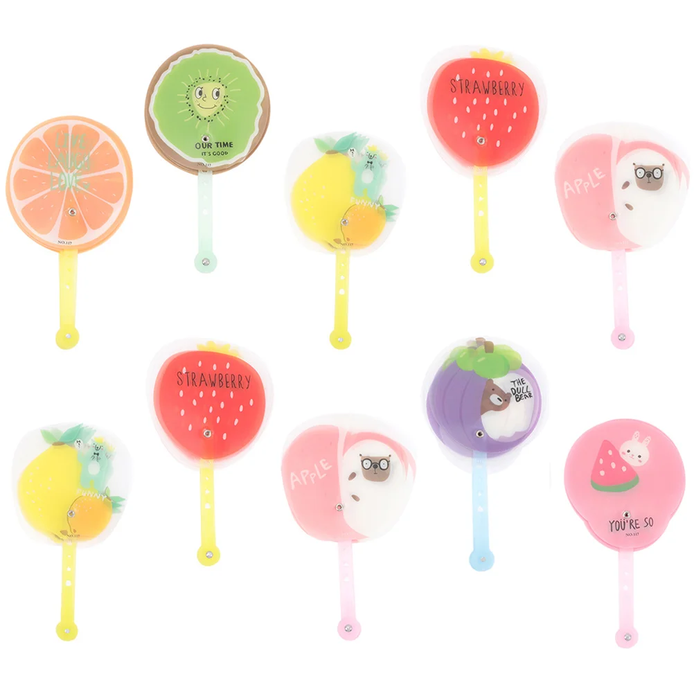 10 Pcs Fruit Folding Cartoon Hand Eco Friendly Craft Fan Light Compact Safe for Kids Decorative Hand Fan for Festival