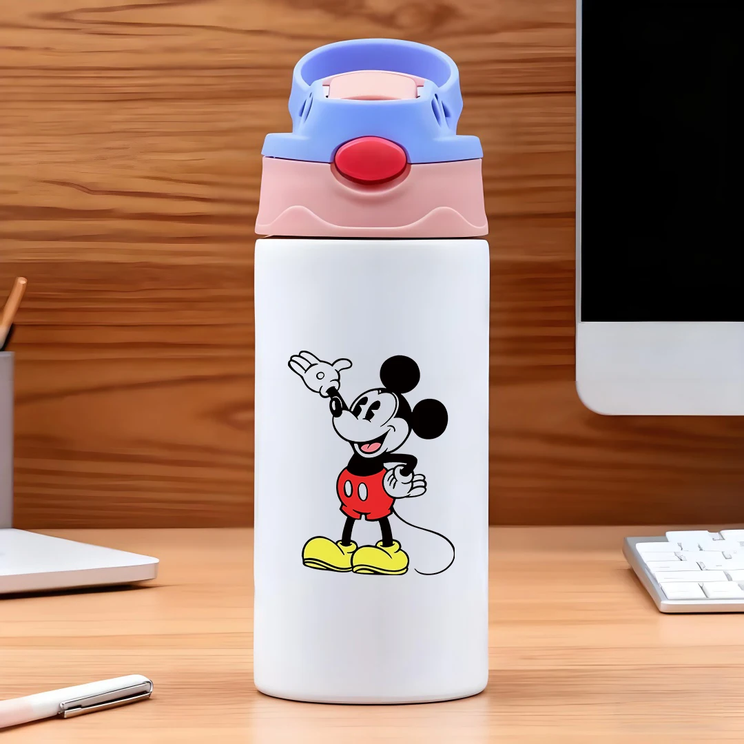 

Disney Mickey Mouse cartoon character red shorts yellow shoes joyful expression 304 stainless steel cartoon straw cup child