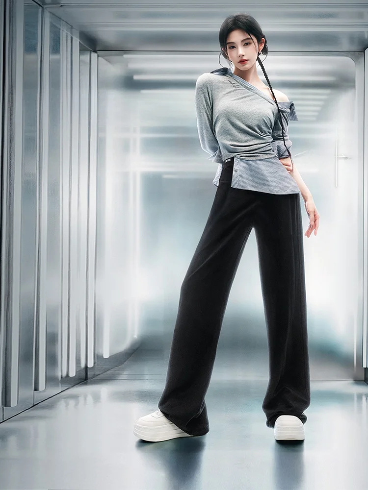 

SIINSIIN Women's Straight Leg Pants Fce Lined Sports Casual Trousers White Winter Warm Bla New Sle Slimming Small Size