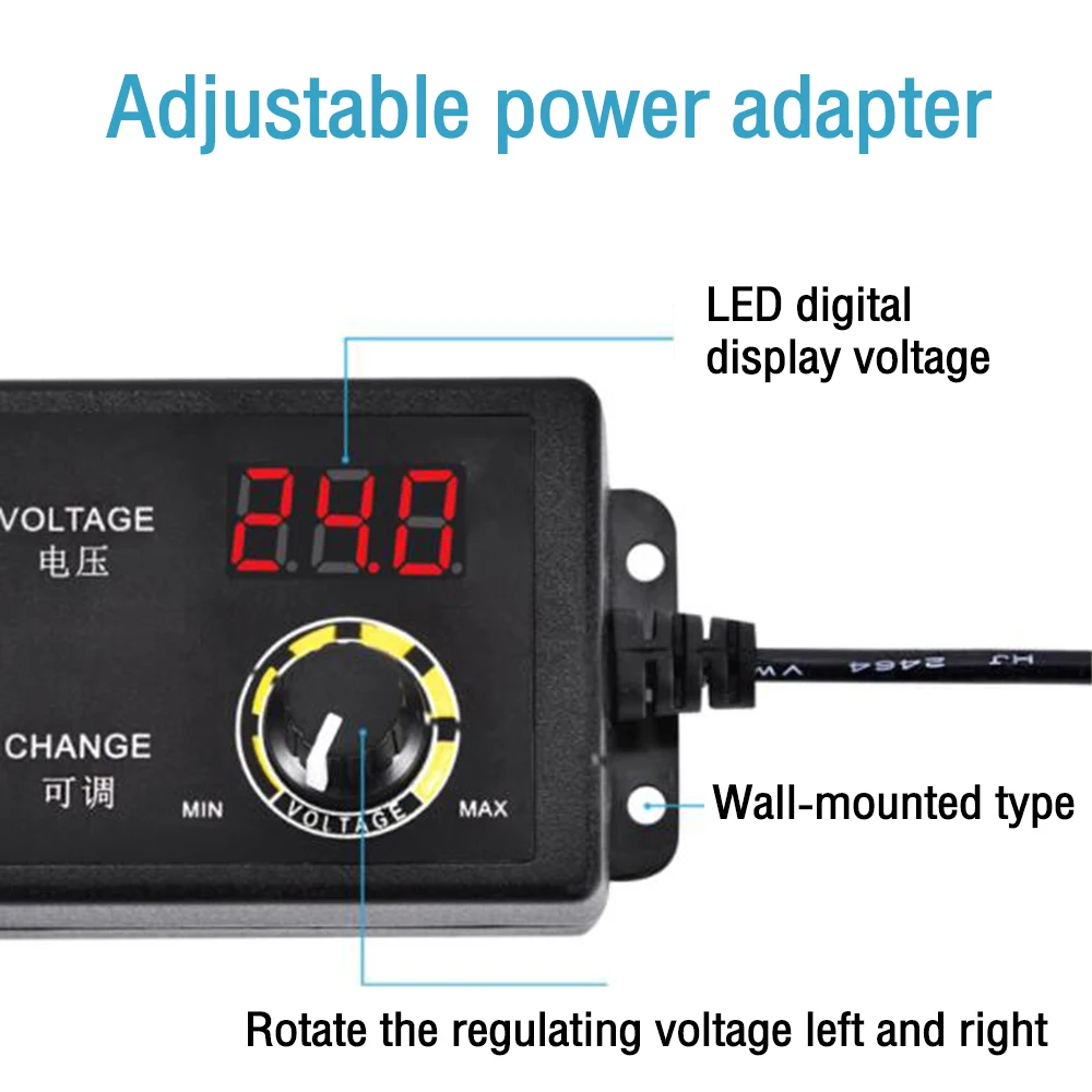 Varia tensione 3V 12V 24V 36V adattatore di alimentazione regolabile AC-DC muslimcon spina adattatore Jack EU US per elettrodomestico