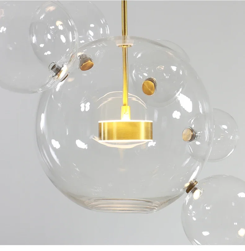 

Glass Bubble Modern Gold/Chorme LED Chandelier Lighting Decor Clear Pendant Lamp for Living Dinging Room Hanging Light Ceiling