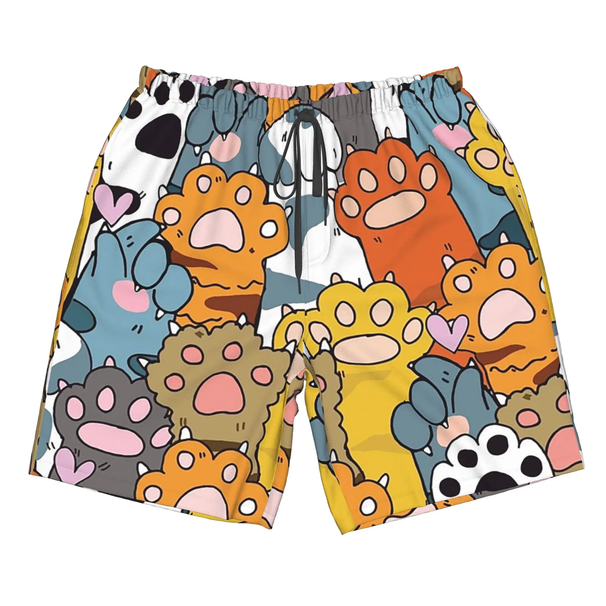Cute Cat Paw colorful Pattern Trunks Beach Board Shorts Casual Quick Dry Swimming Summer Men Pants