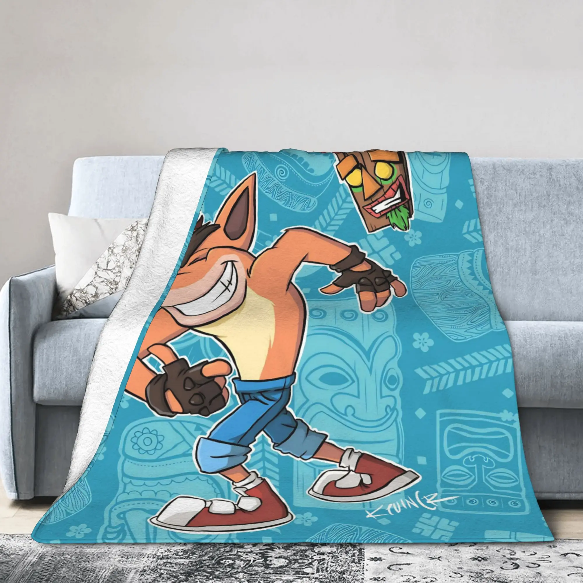 Crashed Game Bandicoots Blankets Fleece Decoration Aku Multi-function Super Soft Throw Blanket for Sofa Car Plush Thin Quilt