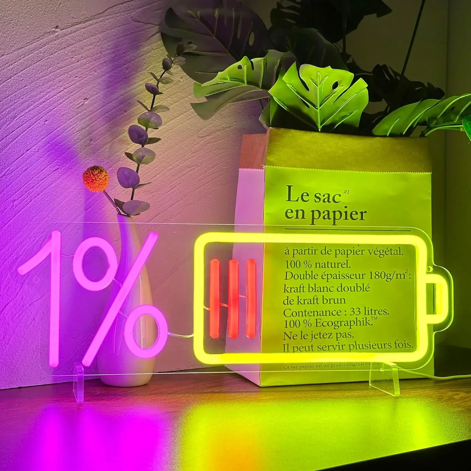 

1% Neon Sign LED 1% Power Neon Lights Wall decor for Game Room Decor for Bedroom Man Cave Home Bar Club Pub Party gift for kid