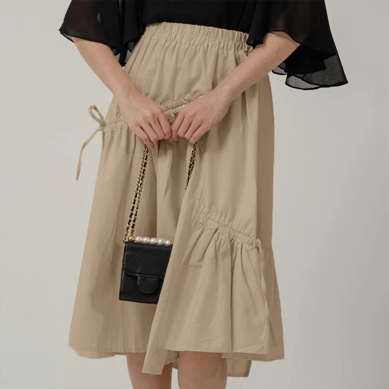 New Fashionable Korean Style Irregular Strap Sweet High Waist Umbrella Skirt Long Skirt For Women