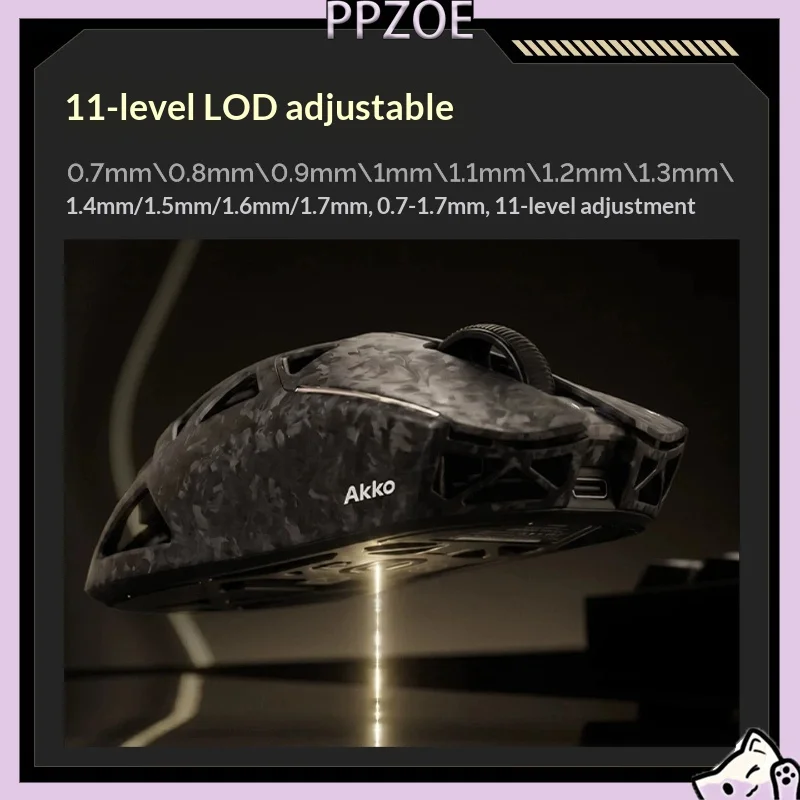AKKO TAN8 Master Tri‑Mode Wireless Gaming Mouse Composite Carbon Fiber Hollow 55g Lightweight PAW3955 8K Polling Rate For FPS
