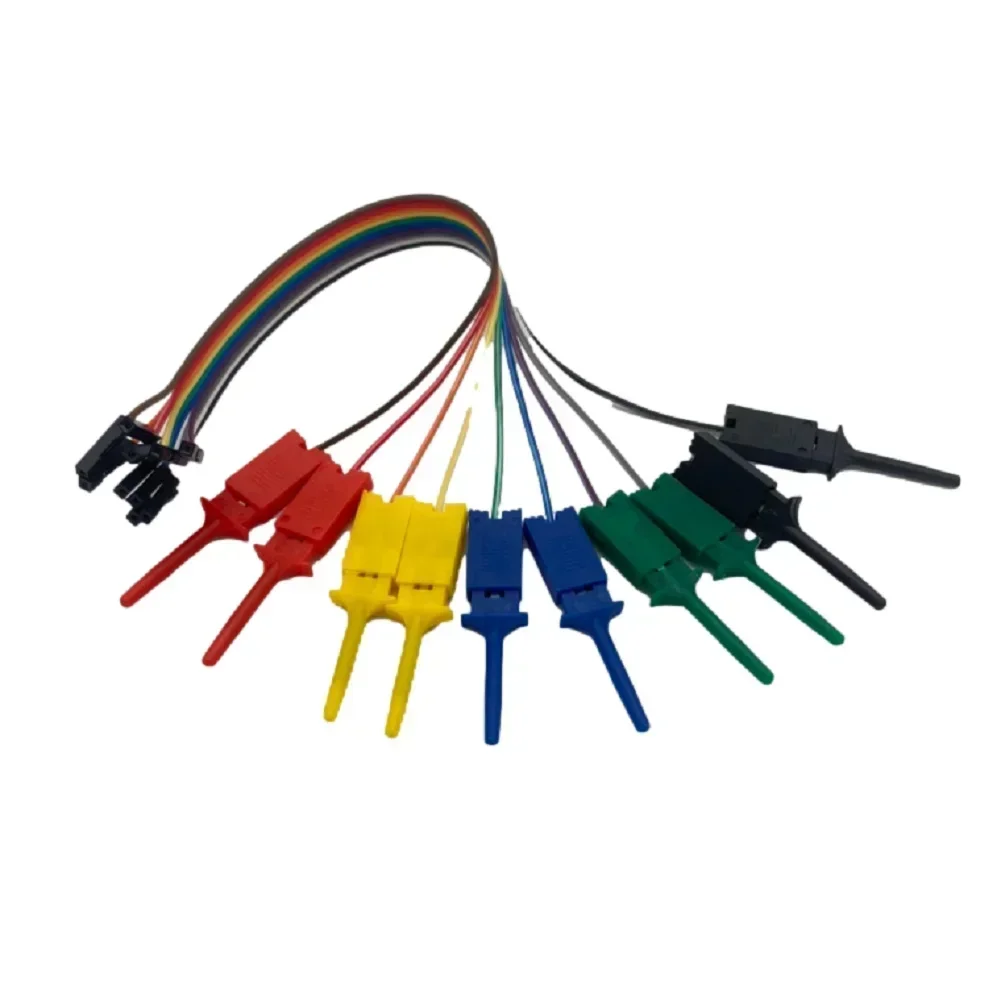 Logic Analyzer Male Cable Clip Probe Test  Probe 25cm 10 Needle Hook Clamp Kit 5 Color Multimeter Test Leads Measurement Parts