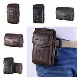 Cowhide Leather Men Phone Pouch Delicate Design Classic Texture Phone Waist Bag Solid Color Cell Phone Pouches for Mobile Phone