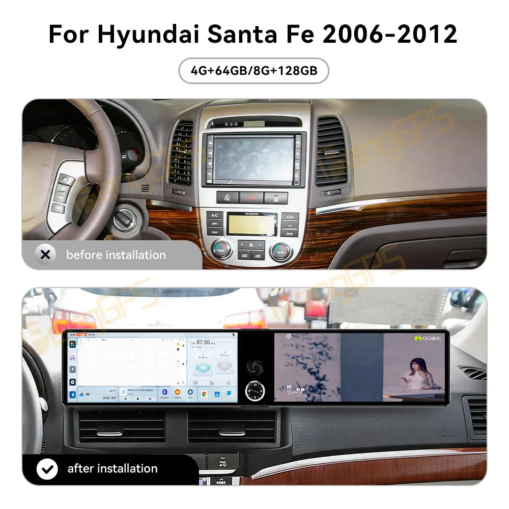 Touch Screen Car Radio For Hyundai Santa Fe 2006-2012 Android GPS Automotive Multimedia Auto Radio Stereo Receiver Head Unit