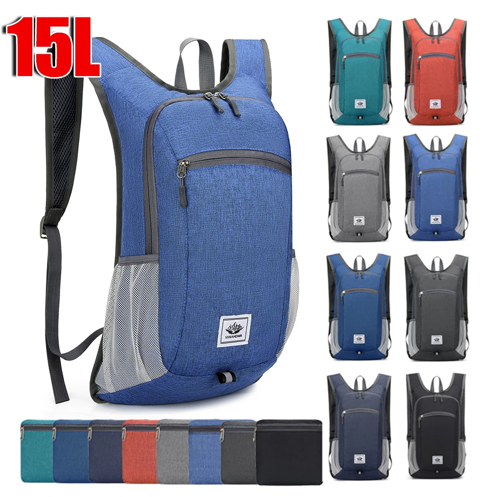 15L Foldable Backpack Men Women Oxford Cloth Ultralight Folding Bag Outdoor Climbing Cycling Hiking Knapsack Travel Daypack