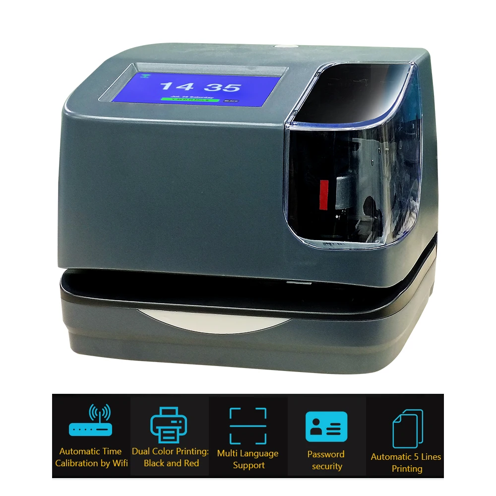2026new High-Precision Date Time Stamp Machine TIMY AP50 Custom 5-Lines Printing Color Screen Display Wireless LAN Time Clock