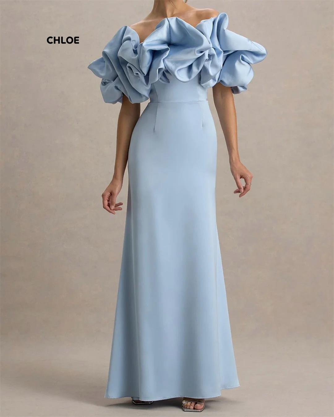 Gaun Pesta Buatan Khusus Gaun Malam Wanita Gaun Elegan untuk Acara Khusus Jubah Lengan Pendek Bahu Terbuka Soiree