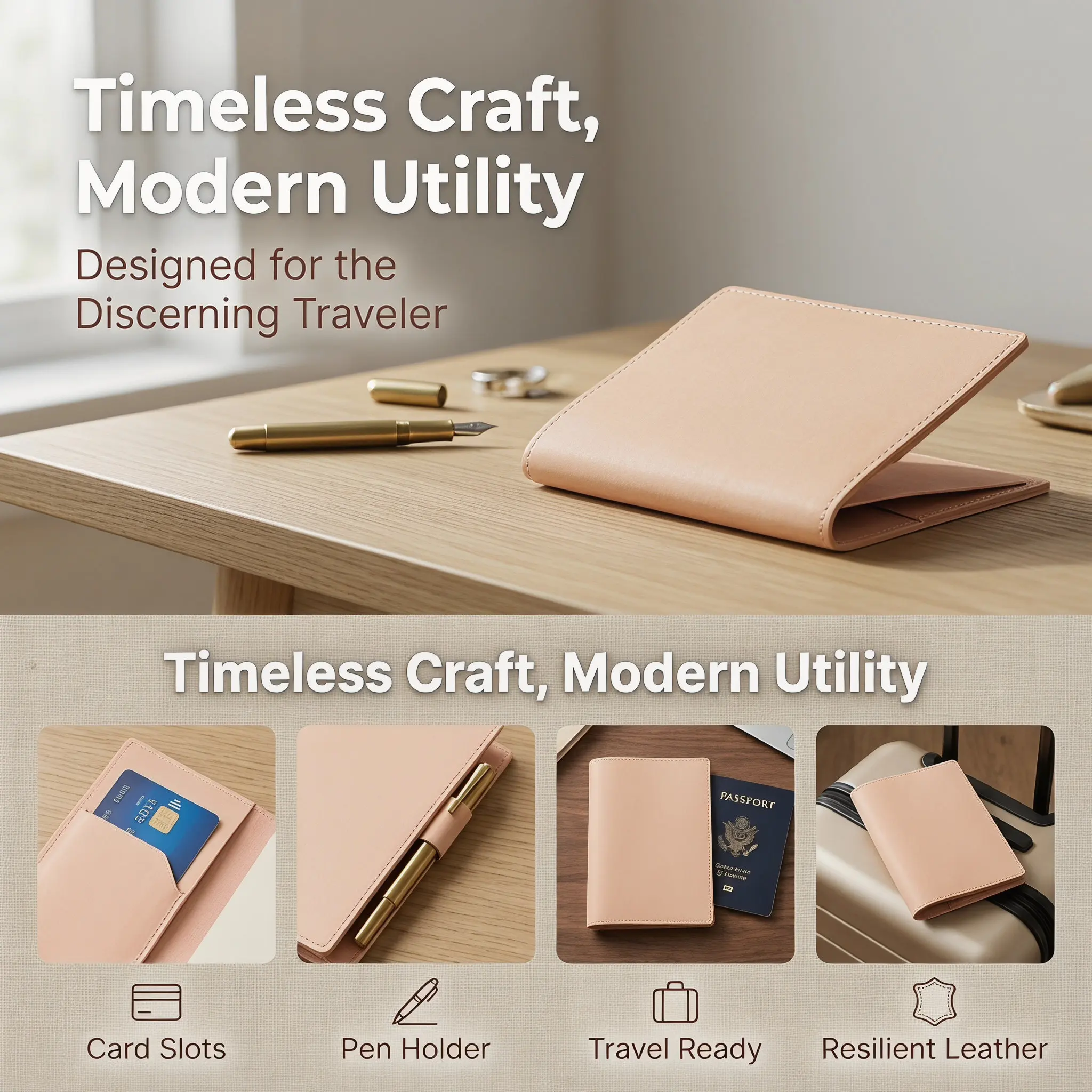 A6 PU Notebook Cover Rustic Vintage Handmade Journal Protective Cover Pen Holder Interior Pockets Office Storage Bag for School
