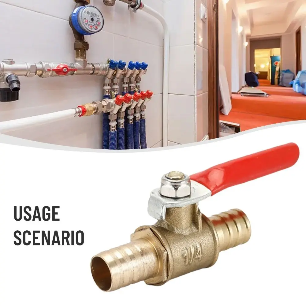 Brass Construction Ball Valve 6-12mm Size 1/4 Inch Brass Ball Valve Hose Barb Small Size Inline Ball Valve Air Line