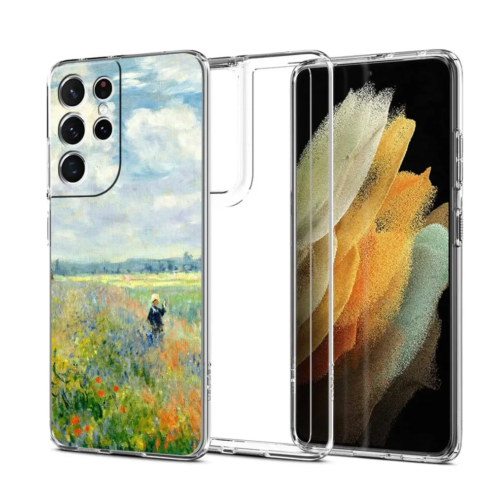 Claude Monet Impressionist Arts Phone Case For Samsung Galaxy S23 Ultra S22 5G S20 S21 FE 5G S10E S9 S8 S10 Plus Clear Cover