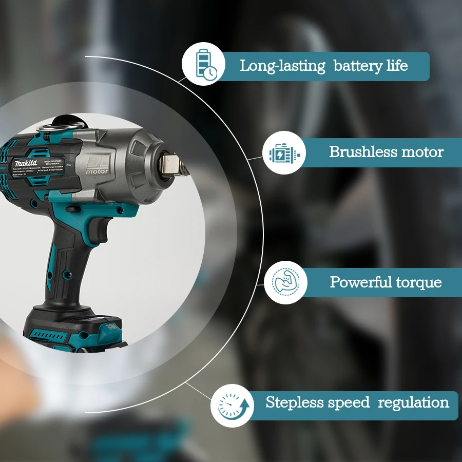 MAKITA impact wrench rechargeable 1300 torque high-power car tire installation scaffolding air cannon electric tool