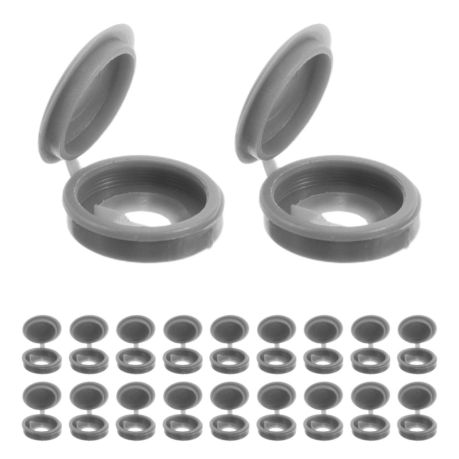 

200 Pcs Decorative Cover Fold Shutter Screw Caps Washing Machine Light Grey Plastic