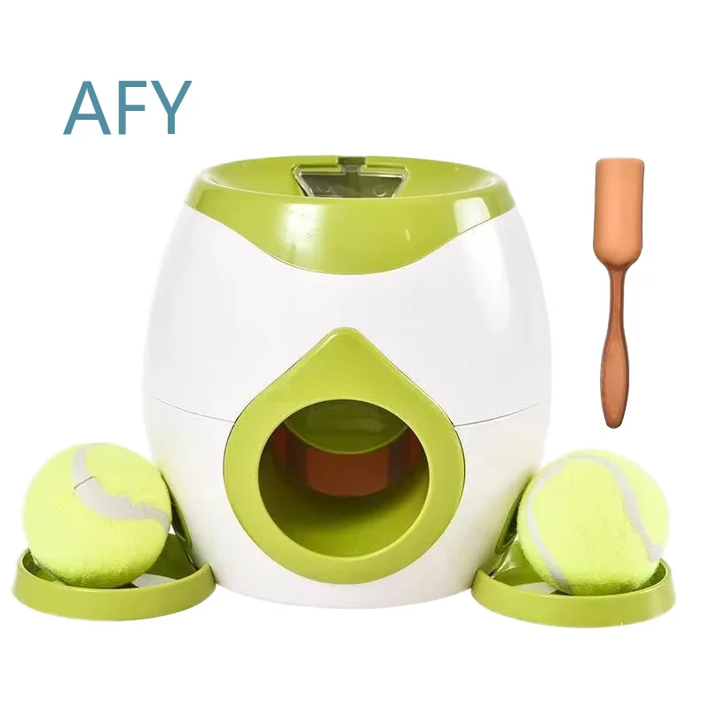 2 in 1 Dog Tennis Launcher and Food Treat Dispenser for Interactive Educational Dog Training Toy for Dogs Pets Play Exercise