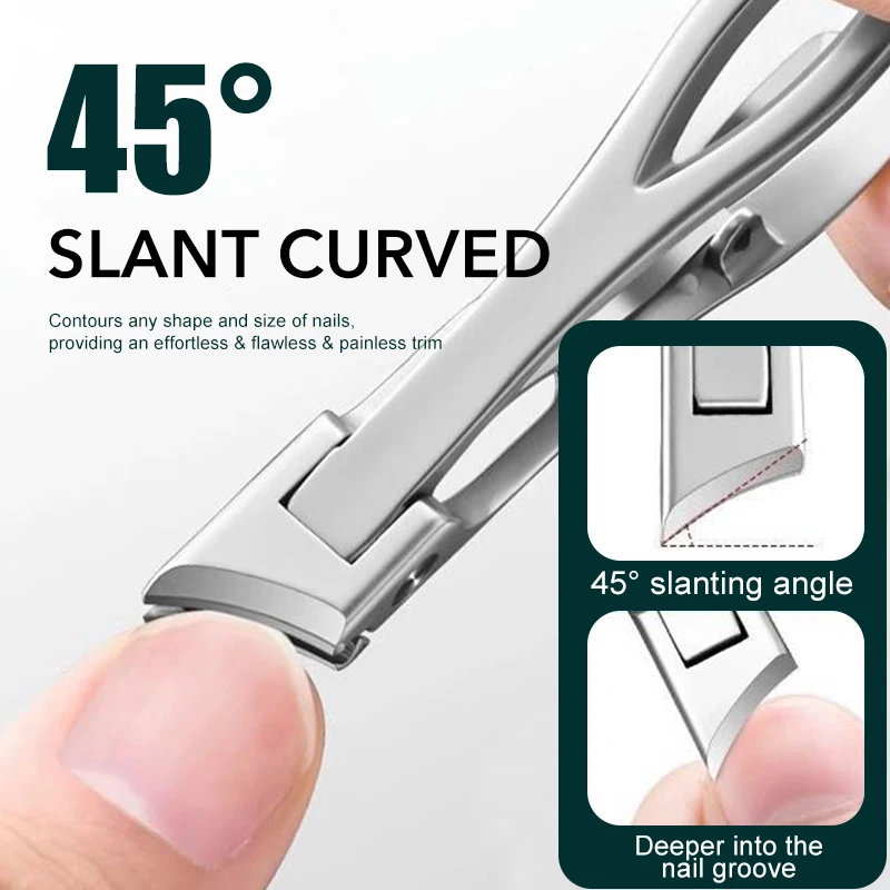 Cortauñas de borde inclinado con receptor, cortador de uñas encarnadas de acero inoxidable, herramientas de manicura, 1 Uds.