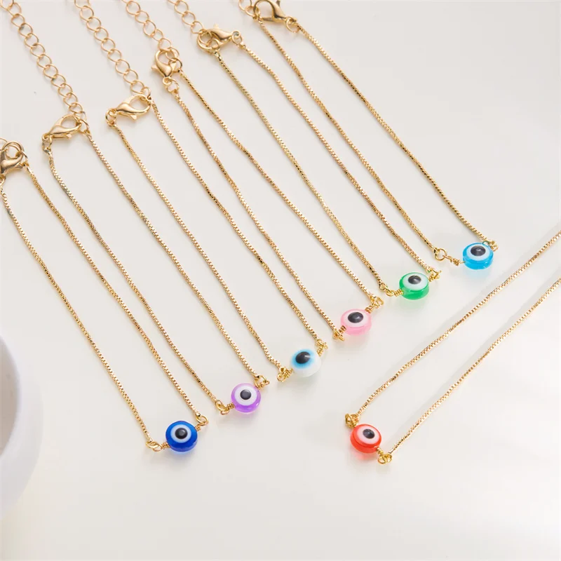 Lucuy Bracciale a catena malocchio per donna Uomo Coppia Fascino Gioielli color oro Occhi colorati turchi Accessori Regalo di amicizia