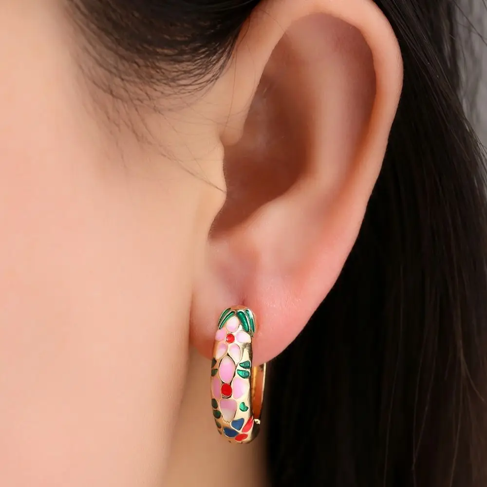 Picture 4: Handicraft Traditional Flower Enamel Ear Jewelry Chinese Classic Chinese Style Earrings Vintage Ethnic Gifts for Women Girl
