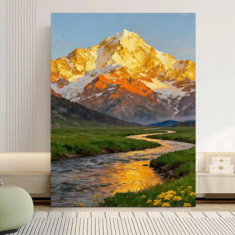 Traditional Chinese Canvas Prints, Great Wall Sunrise Landscape Wall Art, Oriental Historical Architecture Unframed Poster.