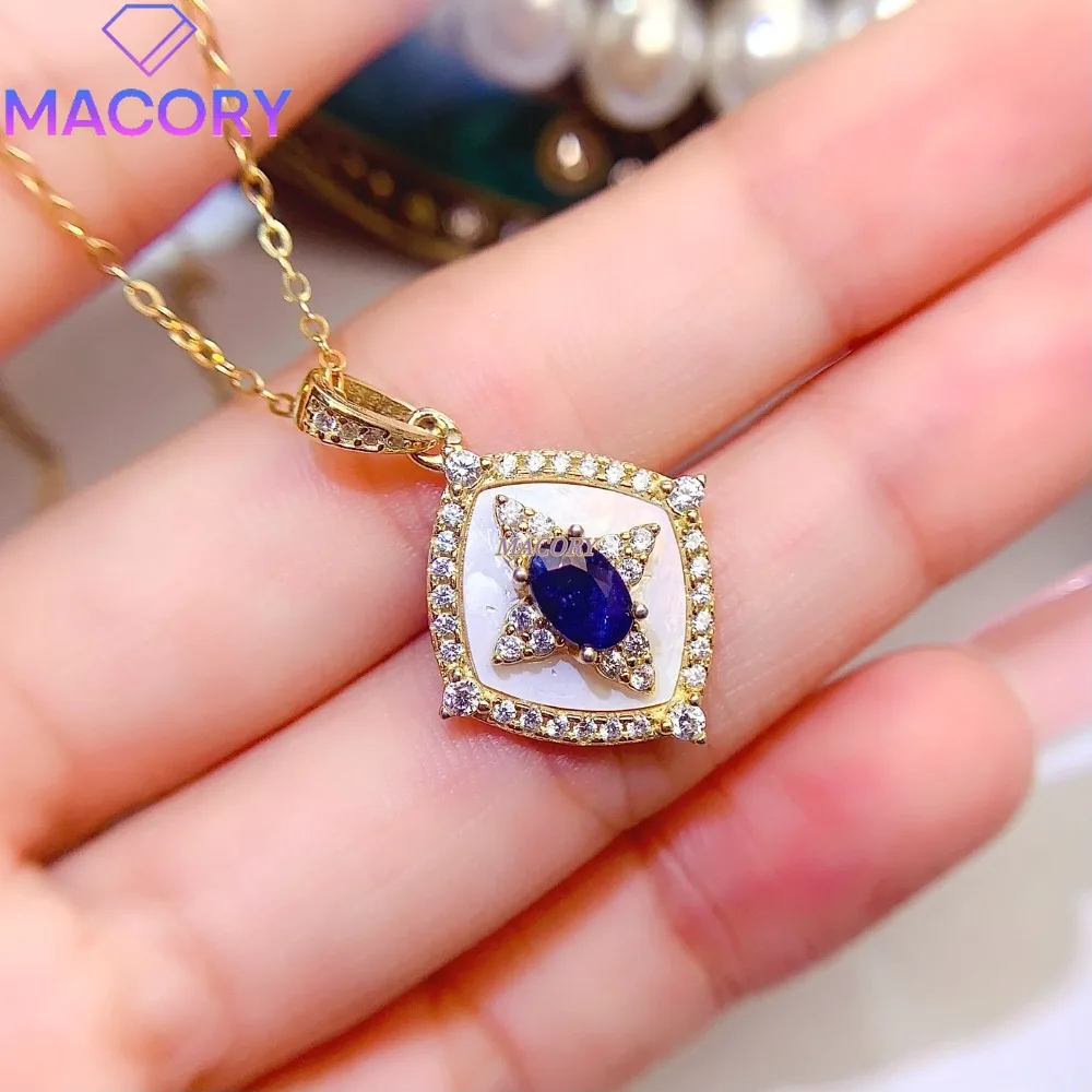 Sapphire Luxury Women's Necklace Made of 925 Sterling Silver Elegant and Generous Women's Jewelry for Parties and Festivals