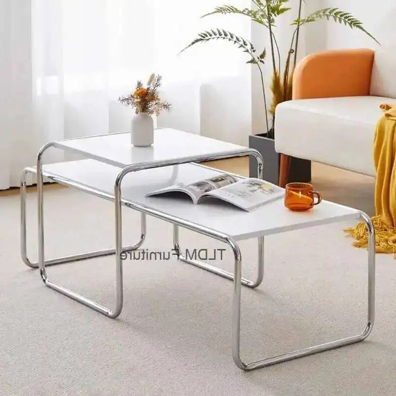 طاولة الصلب ميسا البساطة القهوة المتقدمة المعيشة الحديثة الجدول المرأة تصميم غرفة معدنية فريدة من نوعها القهوة سنترو فناء الأثاث العلوي #1