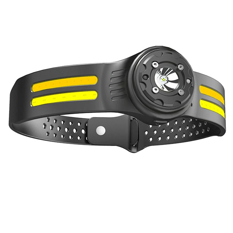 Wave Sensor COB Head Light Black USB Charging Outdoor Multi-Functional Night Running And Cycling Silicone Running Head Light