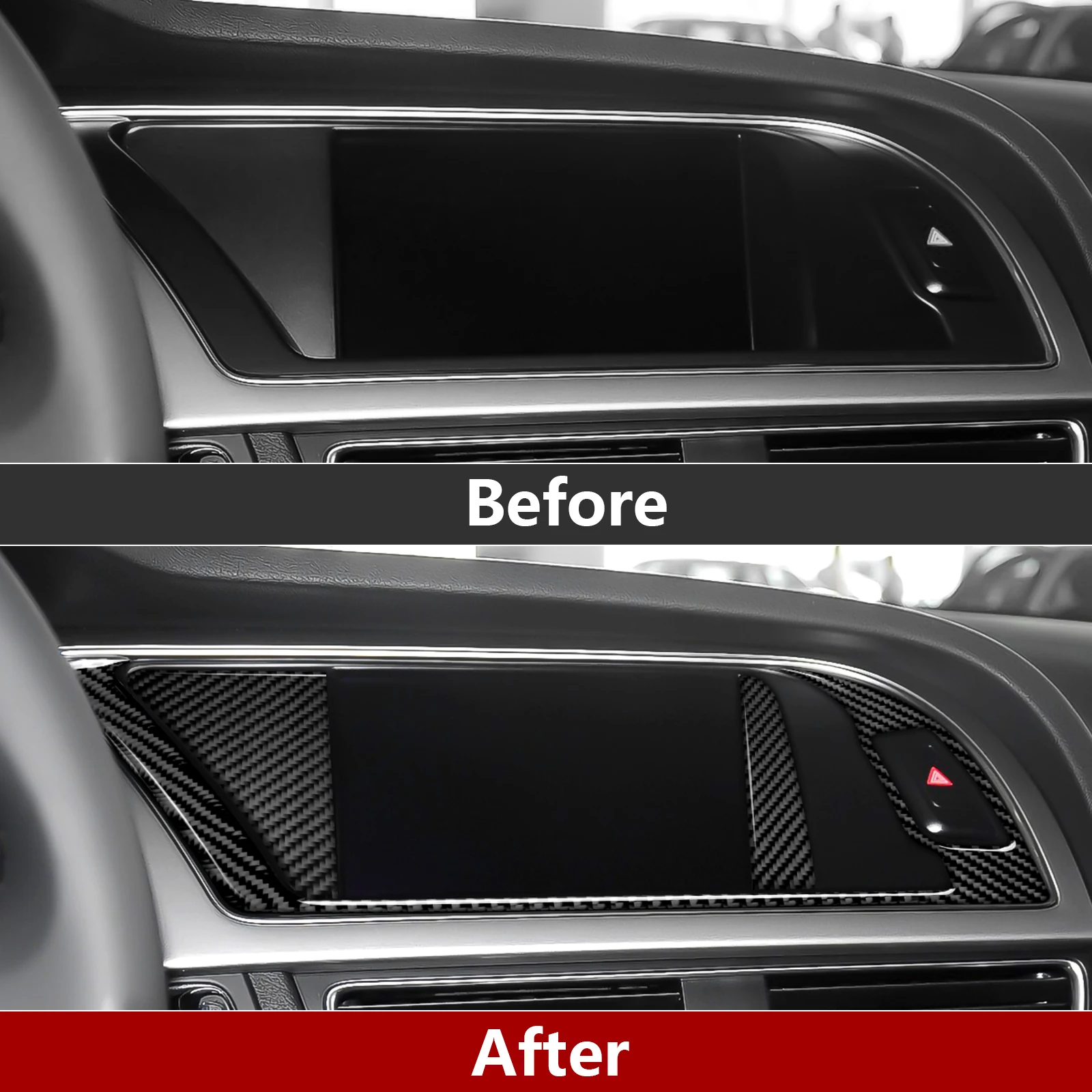 For Audi A4 S4 RS4 A5 S5 RS5 (2007-2016) Car Center Console Navigation Display Screen Panel, Carbon Fiber Interior Stickers view 4